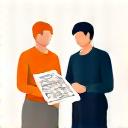 Consultation icon: two people talking over plans