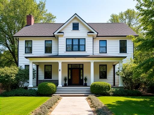 Exterior of a beautifully restored heritage home with refreshed paint and landscaping